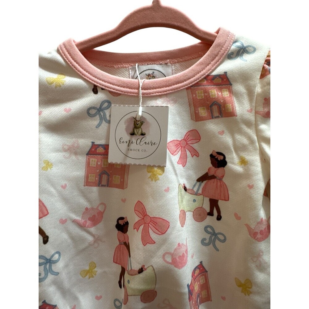 Emi Clair Smocked Co 0-3 Months Girls Pink Dolly Bubble Romper - Picture 2 of 6